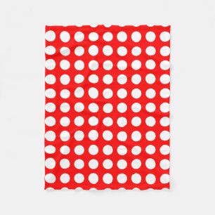 Couverture Polaire Blanc sur rouge grand format Pois horizontaux