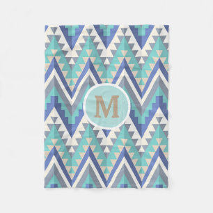 Couverture Polaire Blanc turquoise de Taupe de gris bleu de Chevron