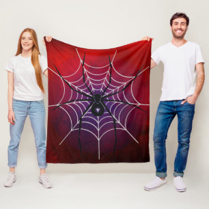 Couverture Polaire Blanche à lancer d'araignée rouge