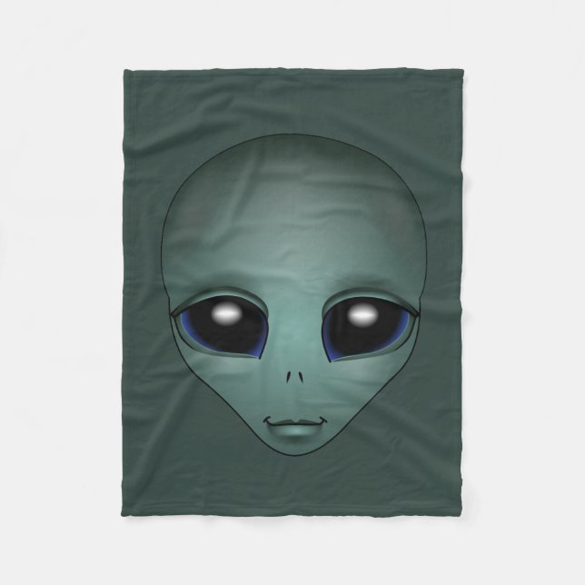 Couverture Polaire Blanche Alien Cute Alien Gris Art Fleece Blanket (Devant)