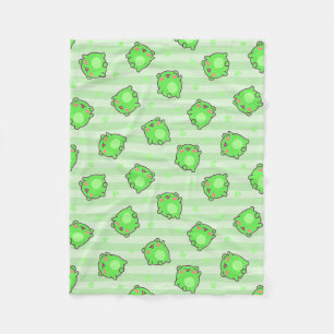 Couverture Polaire Blanche bébé Grenouille Pastel - Grandes vertes Ka