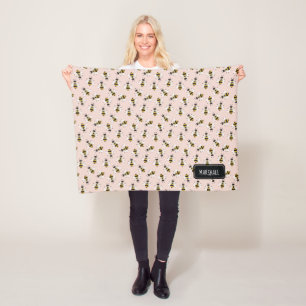 Couverture Polaire Blanche de bébé Rustic Bee avec nom personnalis