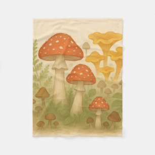 Couverture Polaire Blanche de champignons de bois Whimsical - Nature