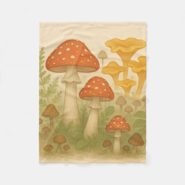 Couverture Polaire Blanche de champignons de bois Whimsical - Nature  (Devant)