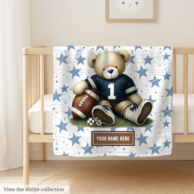 Couverture Polaire Blanche de football américaine personnalisée pour  (Custom American Football Blanket for Baby Boys)