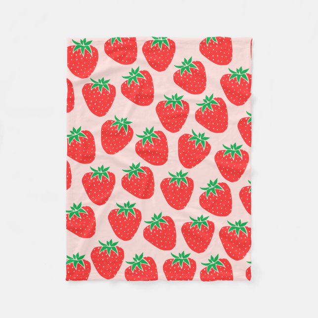 Couverture Polaire Blanche de fraises cuites (Devant)