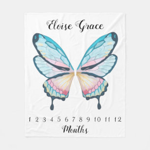 Couverture Polaire Blanche de jalon des ailes de papillons 