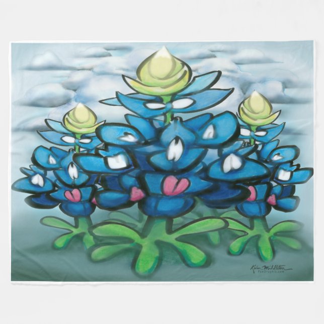Couverture Polaire Blanche en polaire Bluebonnets (Devant (Horizontal))