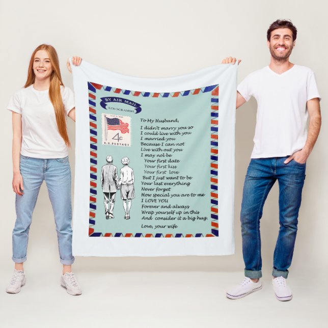 Couverture Polaire Blanche en polaire d'amour du mari (En situation)