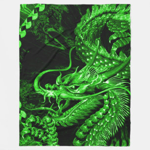 Couverture Polaire Blanche en polaire d'art Jade Empereur Dragon