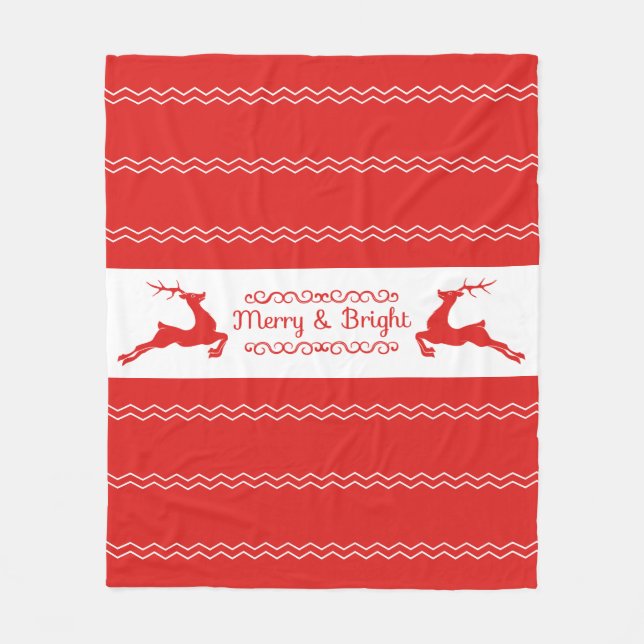 Couverture Polaire Blanche en polaire de Noël en bois (Devant)