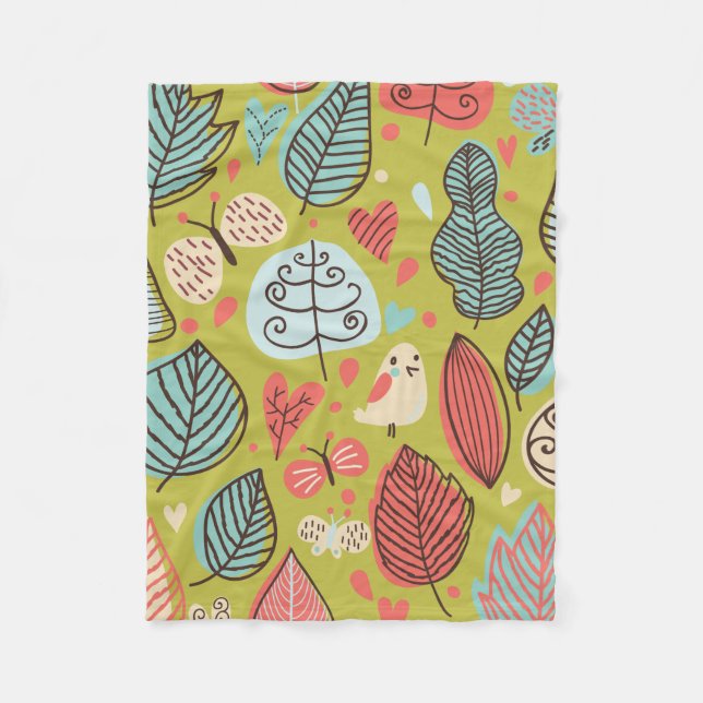 Couverture Polaire Blanche en polaire Feuille de couleur (Devant)