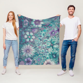 Couverture Polaire Blanche en polaire Hippie Blues
