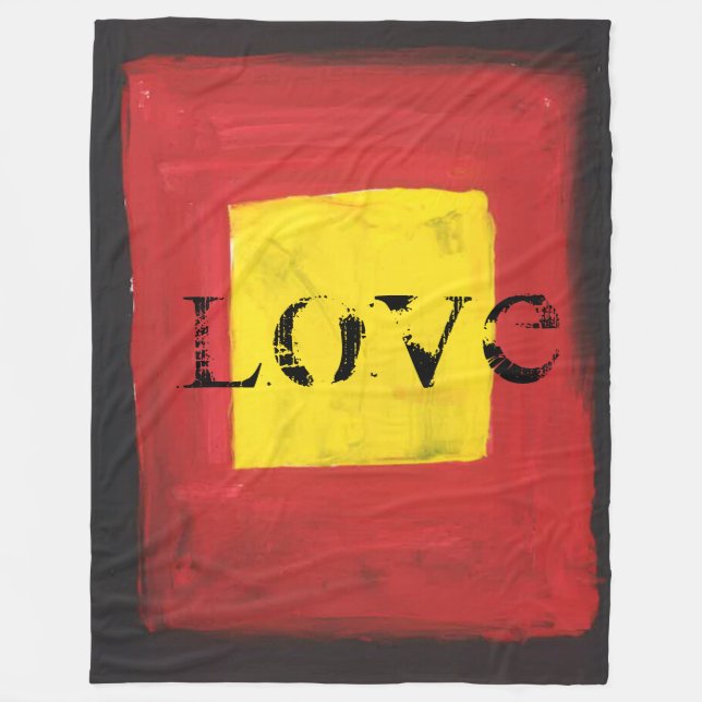 Couverture Polaire Blanche en polaire Noir, Rouge et Jaune. (Devant)