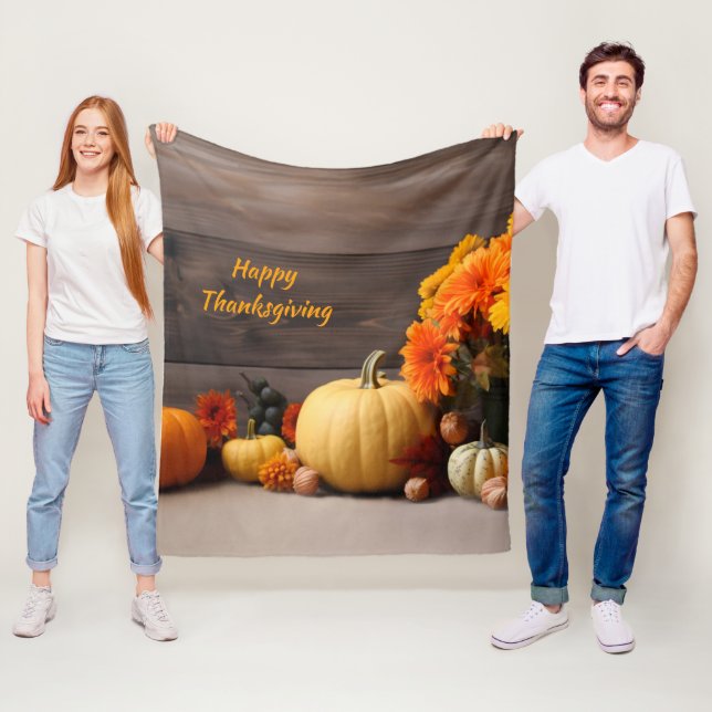 Couverture Polaire Blanche en polaire traditionnelle de Thanksgiving (En situation)