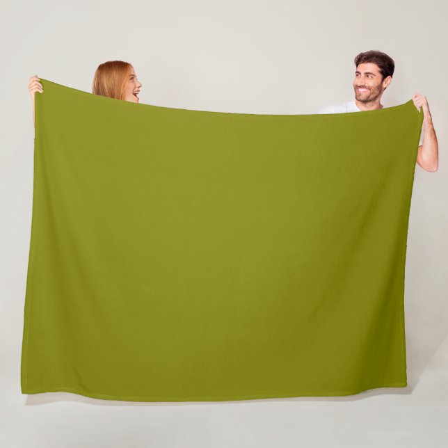 Couverture Polaire Blanche en polaire verte d'olive (En situation)
