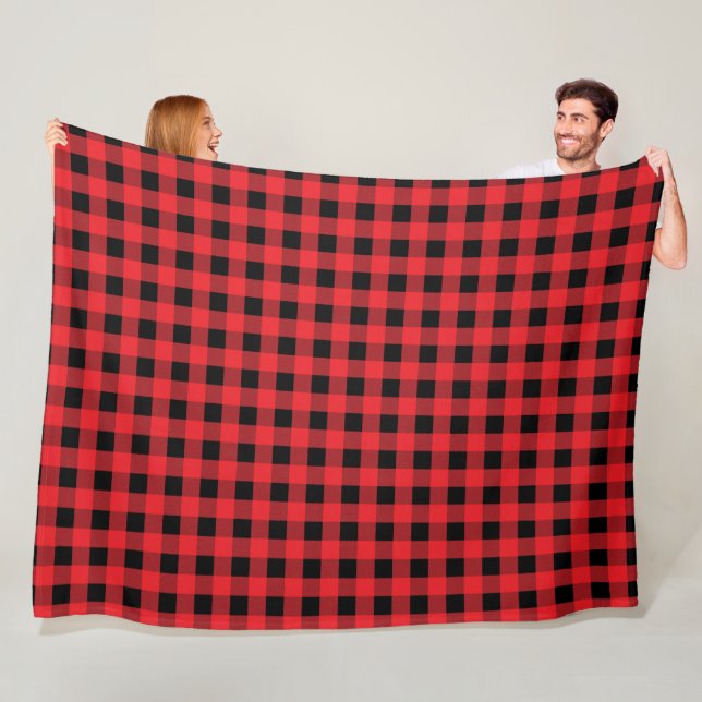 Couverture Polaire Blanche en toison de Buffalo Plaid (En situation)