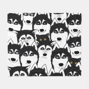 Couverture Polaire Blanche en toison Huskies