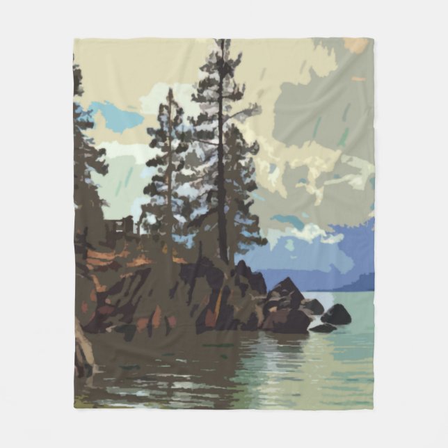 Couverture Polaire Blanche Fleece Lake Tahoe (Devant)