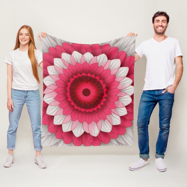 Couverture Polaire Blanche Fleece & Sherpa - Rouge, Rose (En situation)