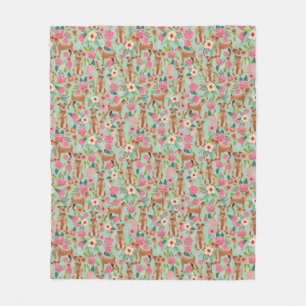 Couverture Polaire Blanche florale de Terrier irlandais - Lancer des 