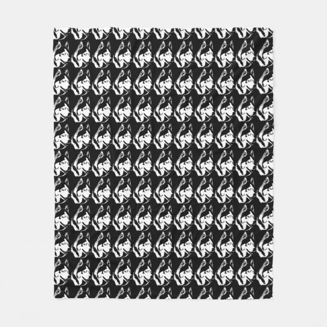 Couverture Polaire Blanche Husky Sibérie Husky Sled Dog Blanches (Devant)