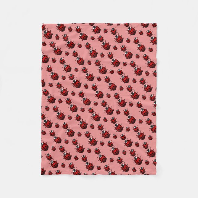 Couverture Polaire Blanche Ladybug Cute Ladybird Fleece Blanche (Devant)