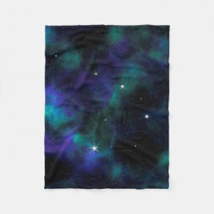 Couverture Polaire Blanche-molette en galaxie bleue et verte