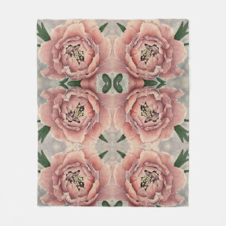 Couverture Polaire Blanche Peony rose