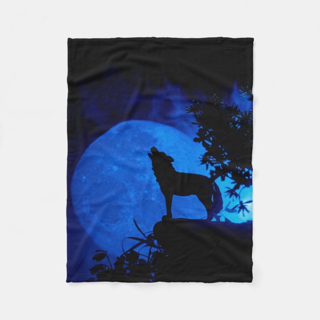Couverture Polaire Blanche polaire bleu lune Wolf (Devant)