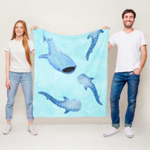 Couverture Polaire Blanche polaire de requin-baleine - Aquarelle océa