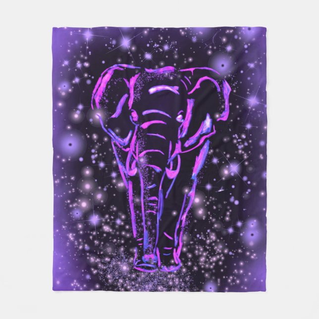 Couverture Polaire Blanche polaire Eléphant Violet (Devant)