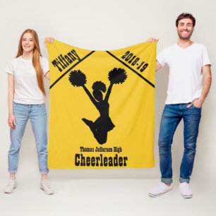 Couverture Polaire Blanche polaire en Pom-pom girl jaune et noire dor