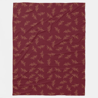 Couverture Polaire Blanche polaire feuille rouge et or
