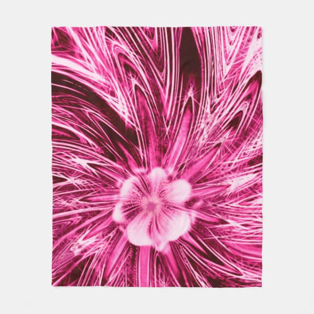 Couverture Polaire Blanche polaire Lignes Abstraites Fleur violette (Devant)