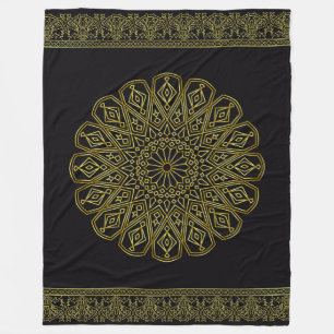 Couverture Polaire Blanche polaire noire et or arabesque