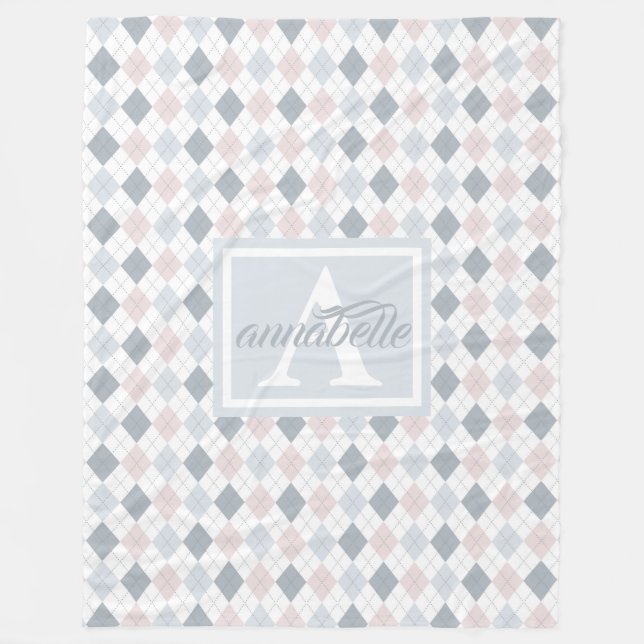 Couverture Polaire Blanche polaire personnalisée bleue, blanche et ro (Devant)