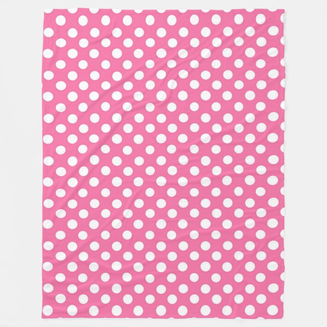 Couverture Polaire Blanche polaire/rose avec Pois blancs (Devant)
