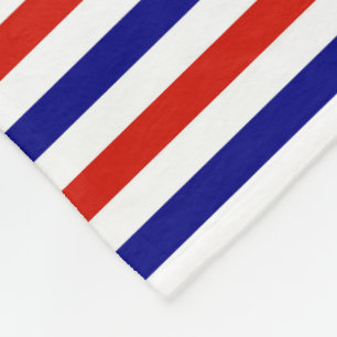 Couverture Polaire Blanche polaire rouge blanc et bleu rayé lanceur