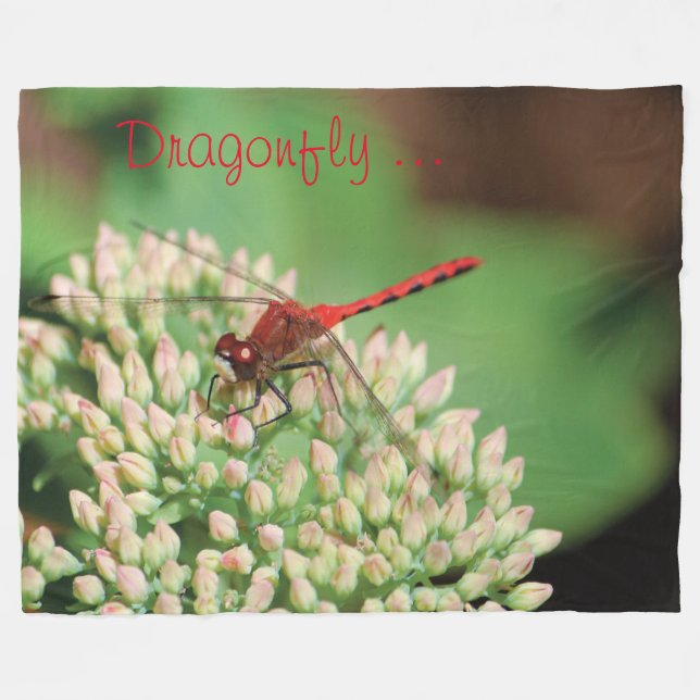 Couverture Polaire Blanche polaire rouge libellule (Devant (Horizontal))