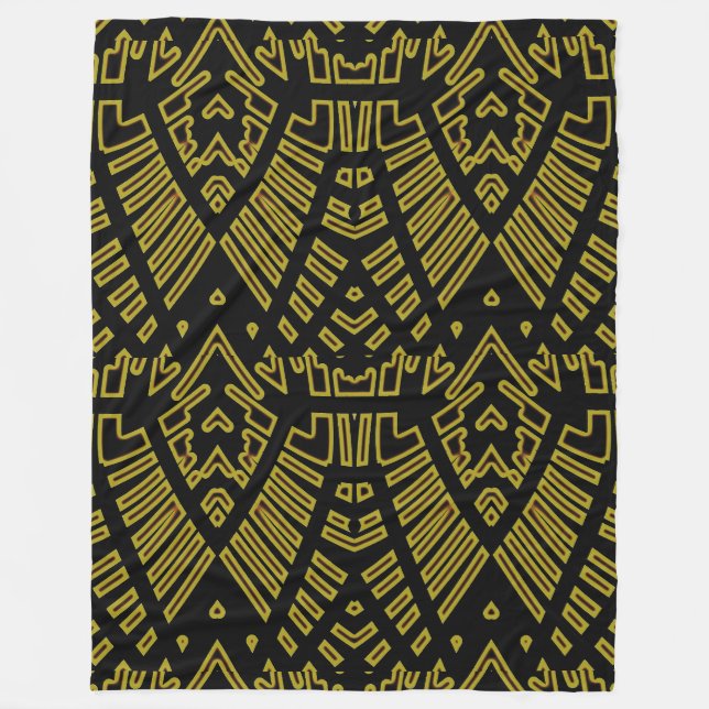 Couverture Polaire Blanche polaire, Un design noir et jaune classique (Devant)