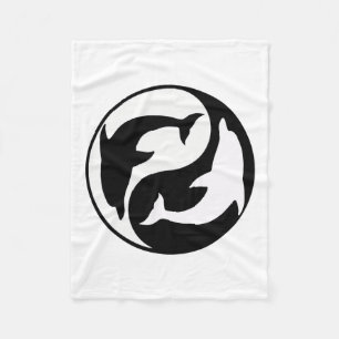 Couverture Polaire Blanche polaire Yin Yang Dolphins
