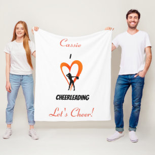 Couverture Polaire Blanche pom-pom girl, orange, noir polaire