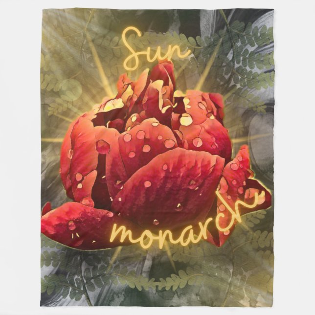 Couverture Polaire Blanche Sherpa aux fleurs (Devant)