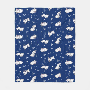 Couverture Polaire Blanche-Toile Bleue Royale