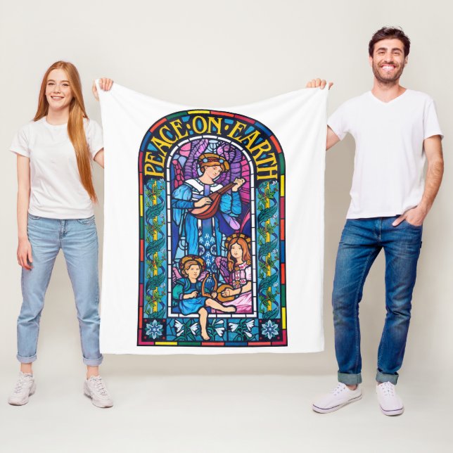 Couverture Polaire Blanche-Toison (50 x 60 po) Paix sur Terre (En situation)