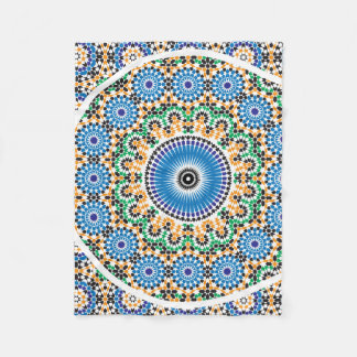 Couverture Polaire Blanche-Toison Motif marocaine