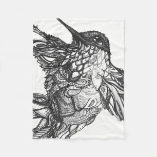 Couverture Polaire Blanche Zen Tangle noir et blanc Michele Zurine