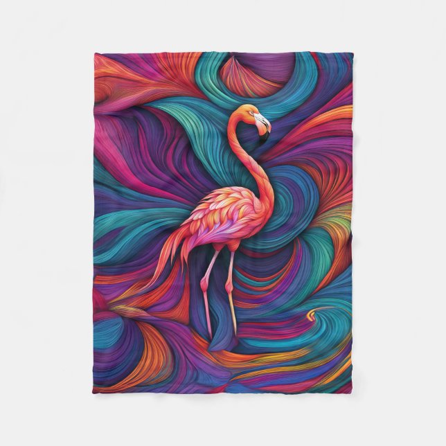 COUVERTURE POLAIRE BLANCHET FLAMANT ROSE ABSTRAIT (Devant)