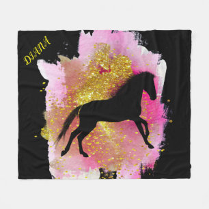 COUVERTURE POLAIRE BLANCHET PERSONNALISÉ DE CHEVAL NOIR ÉCLAIRANT